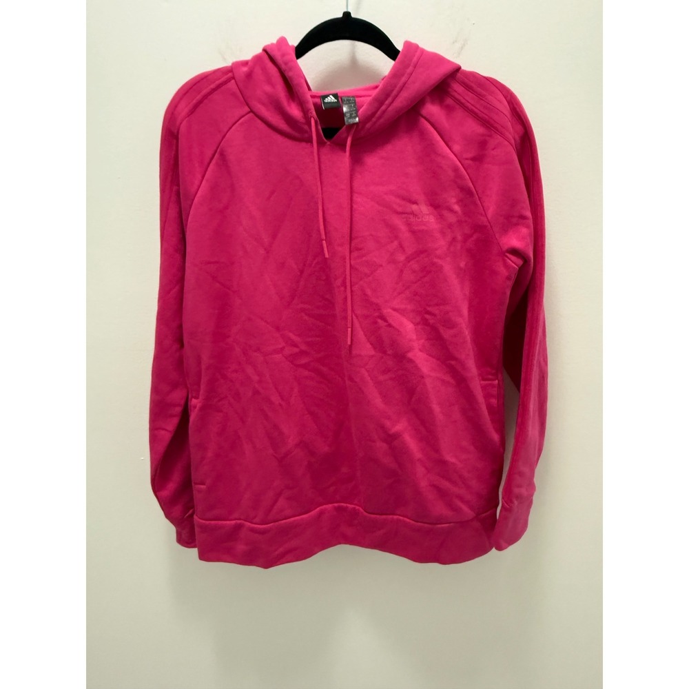 Adidas Womens Pink Raglan Sleeve Pullover Hoodie Sweatshirt Size L